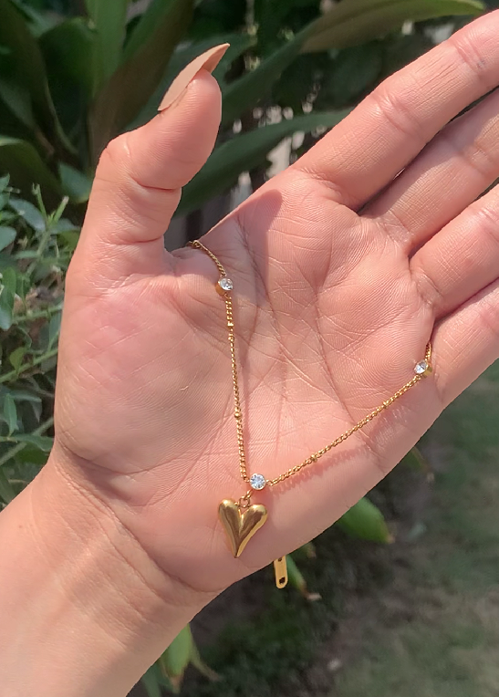 Heart Anklets(Payal) for Girls — Adjustable | Bright Gold