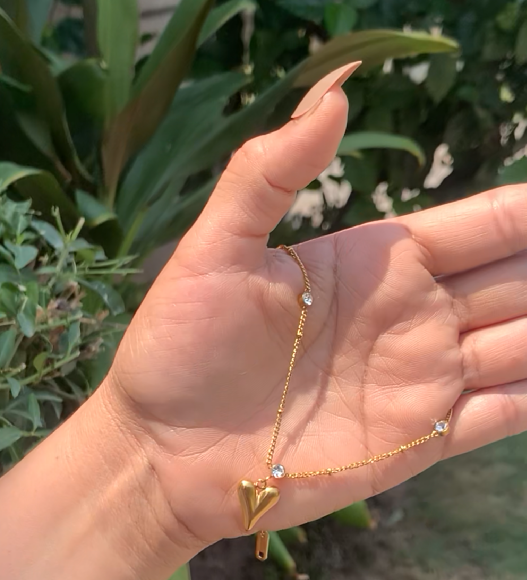 Heart Anklets(Payal) for Girls — Adjustable | Bright Gold