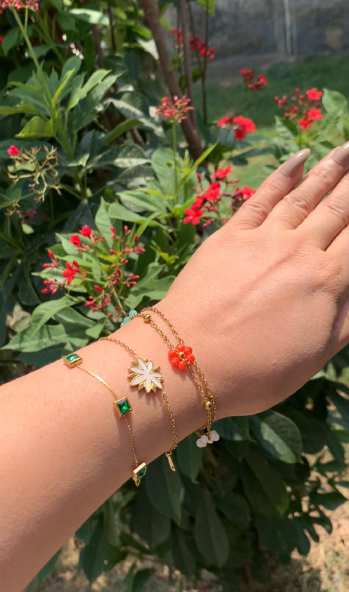 The Signature Aesthetic Collection: Gemstone & Clover Leaf Bracelets